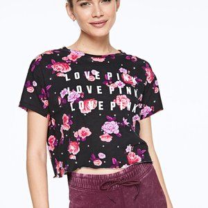 NIP VS Pink Floral Rhinestone Bling Crop Top